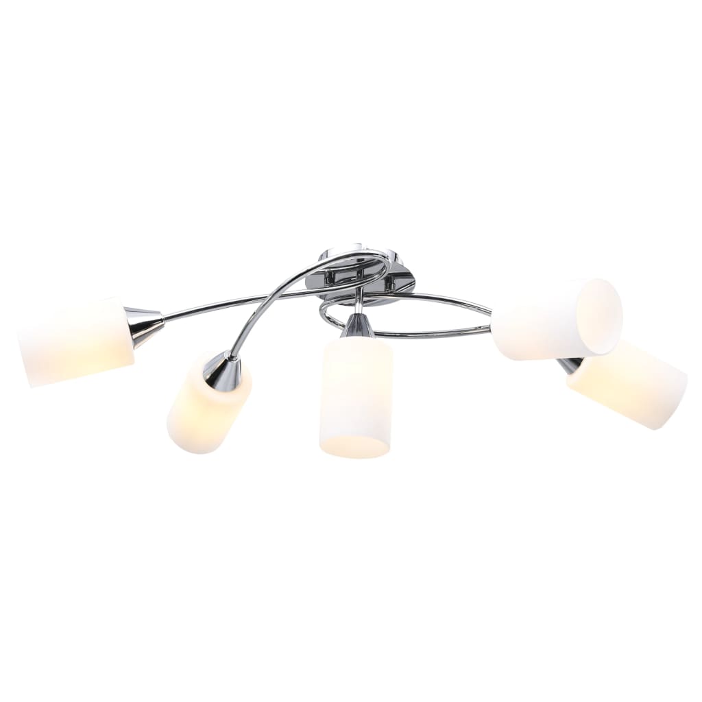 Plafondlamp met keramieken cilindervormige kappen 5xE14 wit Plafondlampen | Creëer jouw Trendy Thuis | Gratis bezorgd & Retour | Trendy.nl