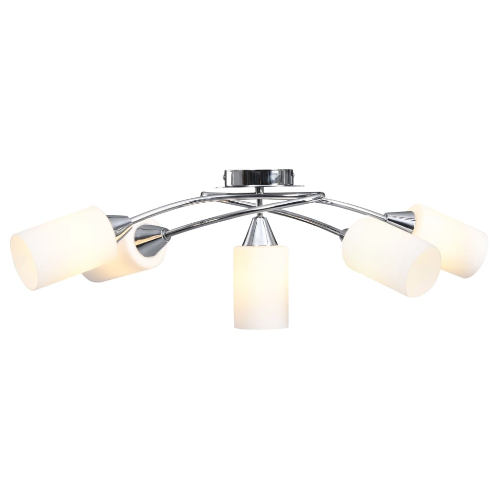 Plafondlamp met keramieken cilindervormige kappen 5xE14 wit Plafondlampen | Creëer jouw Trendy Thuis | Gratis bezorgd & Retour | Trendy.nl