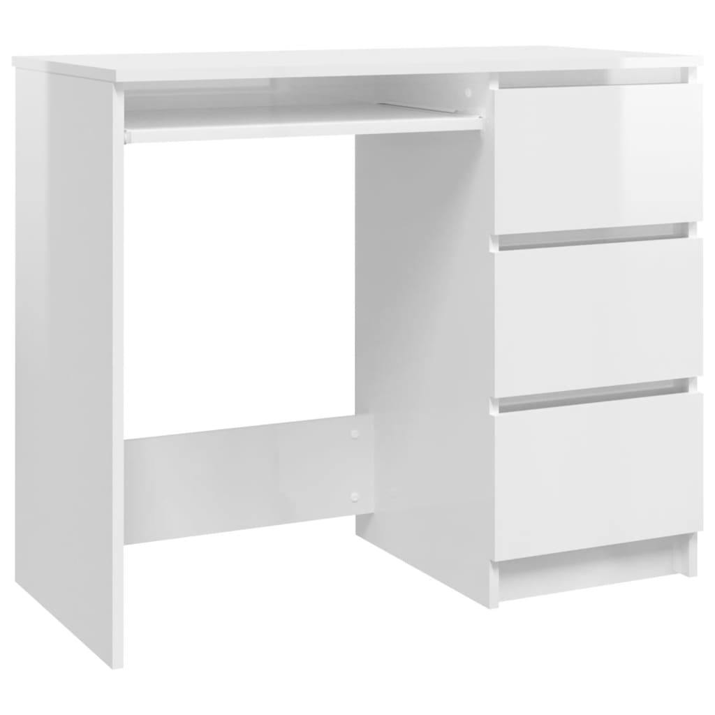 Bureau 90x45x76 cm spaanplaat hoogglans wit Bureaus | Creëer jouw Trendy Thuis | Gratis bezorgd & Retour | Trendy.nl