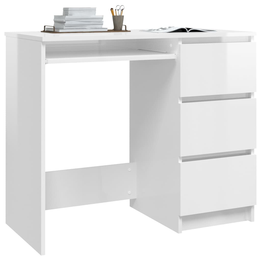 Bureau 90x45x76 cm spaanplaat hoogglans wit Bureaus | Creëer jouw Trendy Thuis | Gratis bezorgd & Retour | Trendy.nl