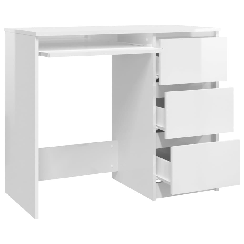 Bureau 90x45x76 cm spaanplaat hoogglans wit Bureaus | Creëer jouw Trendy Thuis | Gratis bezorgd & Retour | Trendy.nl