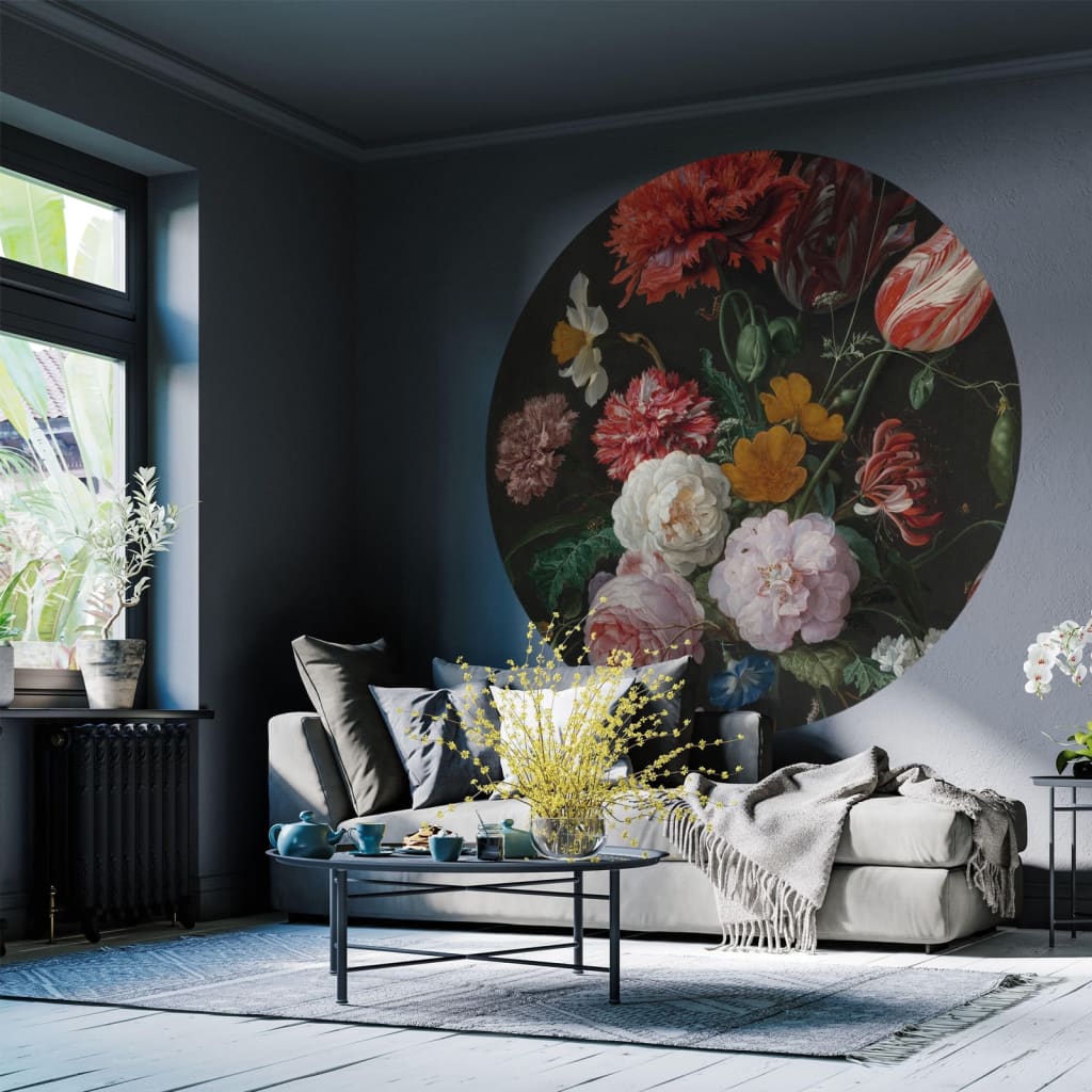 WallArt Behangcirkel Golden Age Flowers 190 cm Behang | Creëer jouw Trendy Thuis | Gratis bezorgd & Retour | Trendy.nl