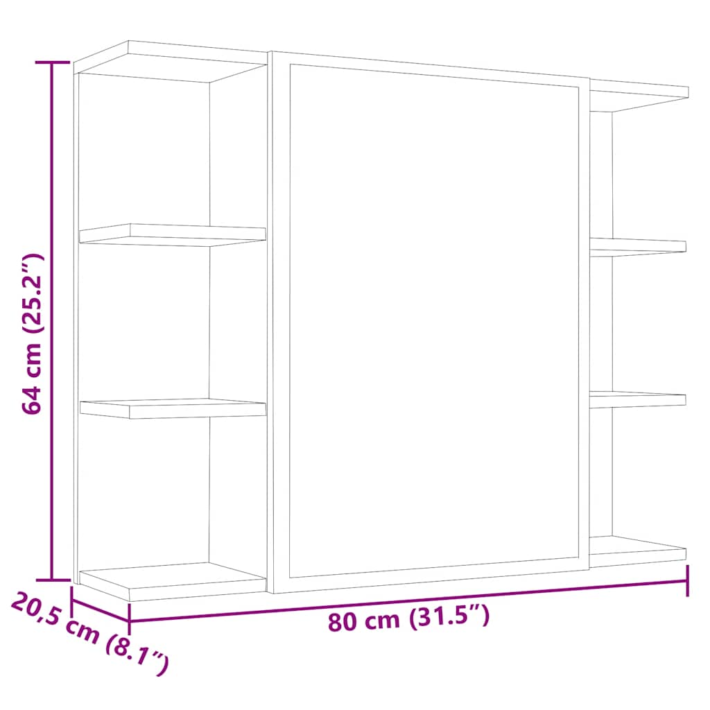 Badkamerspiegelkast 80x20,5x64 cm bewerkt hout betongrijs