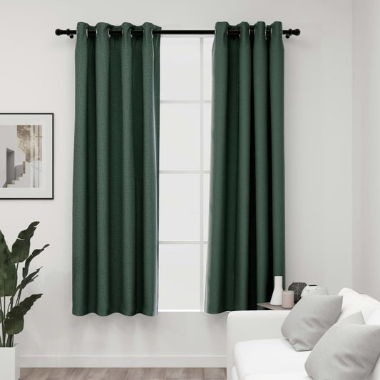 Gordijnen linnen-look verduisterend ogen 2 st 140x175 cm groen Gordijnen & vitrages | Creëer jouw Trendy Thuis | Gratis bezorgd & Retour | Trendy.nl