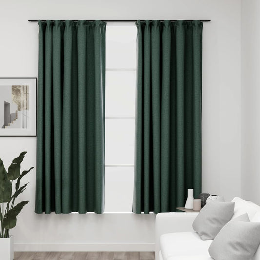 Gordijnen linnen-look verduisterend haken 2 st 140x175 cm groen Gordijnen & vitrages | Creëer jouw Trendy Thuis | Gratis bezorgd & Retour | Trendy.nl