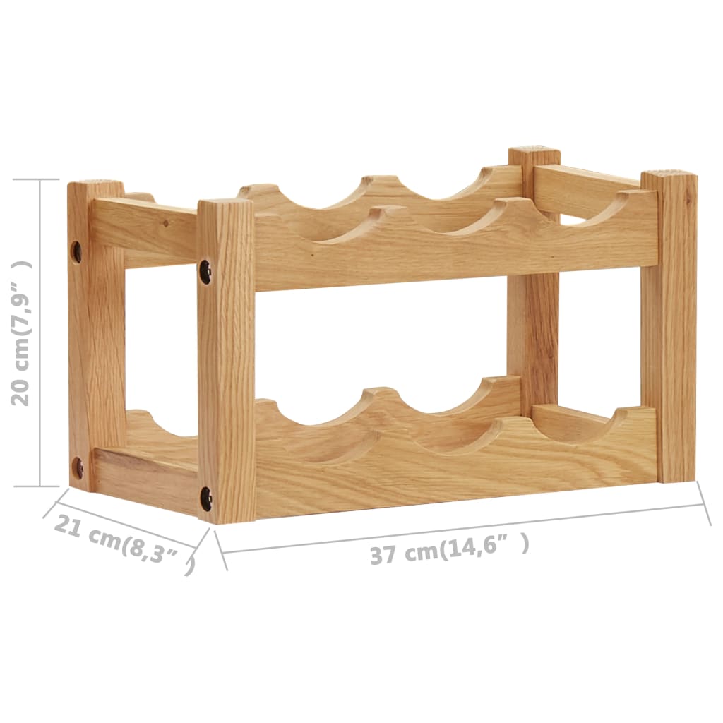 Wijnrek voor 6 flessen 37x21x21 cm massief eikenhout