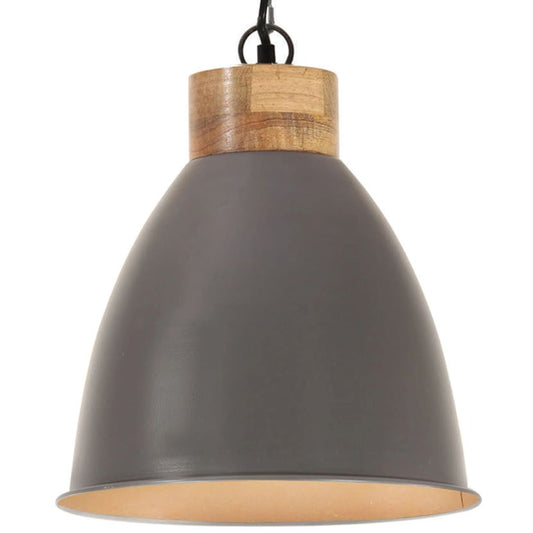 Hanglamp industrieel E27 35 cm ijzer en massief hout grijs