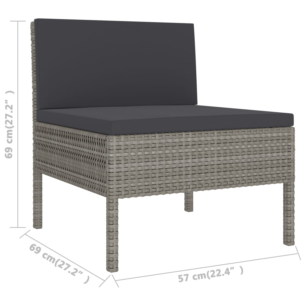 Tuinstoelen 3 st met kussens poly rattan grijs Tuinstoelen | Creëer jouw Trendy Thuis | Gratis bezorgd & Retour | Trendy.nl