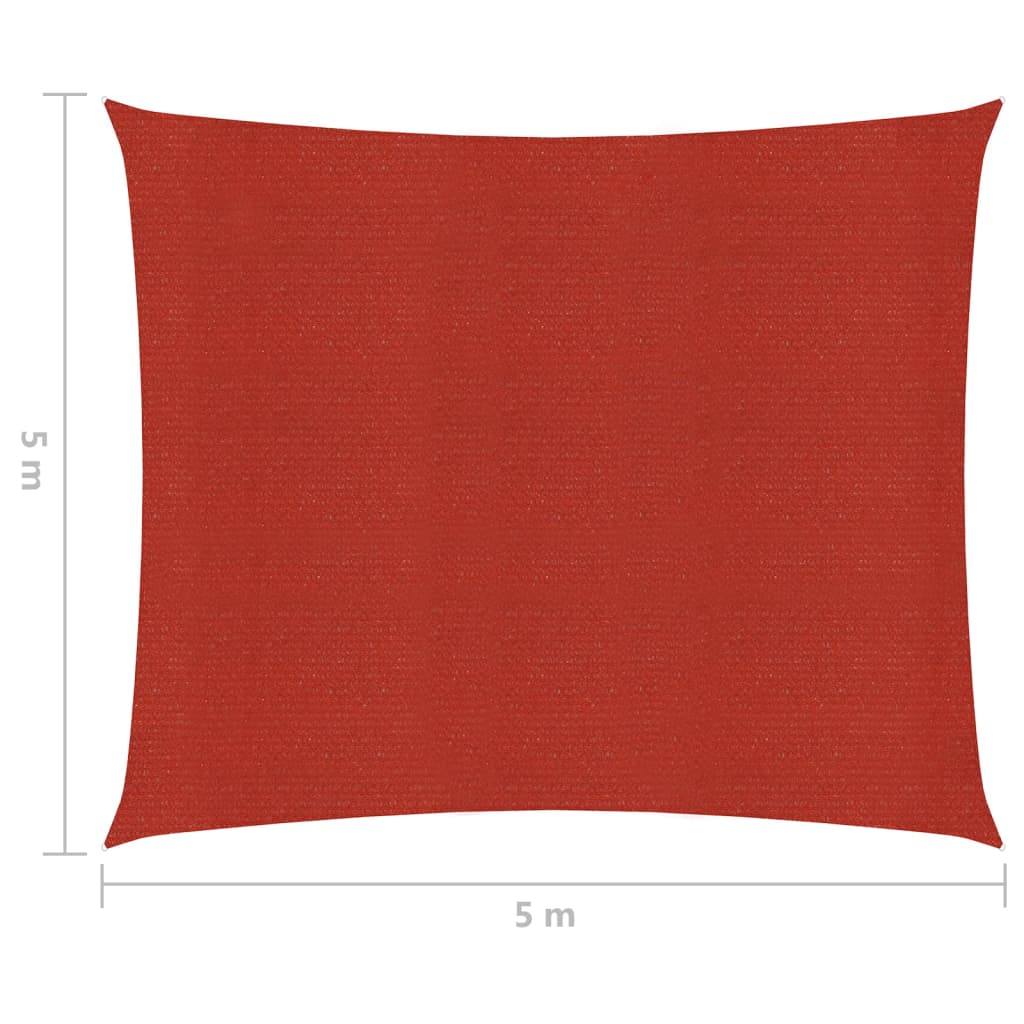 Zonnezeil 160 g/m² 5x5 m HDPE rood
