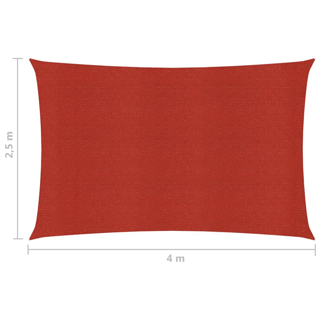 Zonnezeil 160 g/m² 2,5x4 m HDPE rood