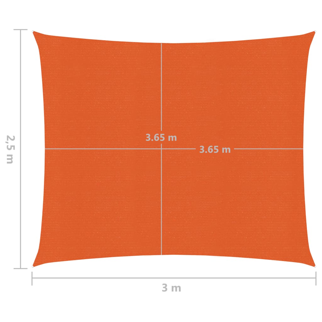 Zonnezeil 160 g/m² 2,5x3 m HDPE oranje