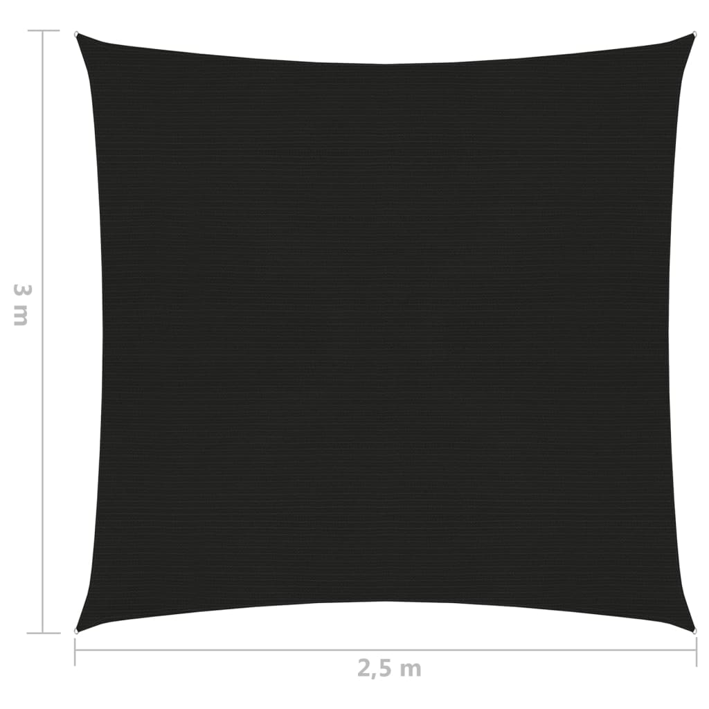 Zonnezeil 160 g/m² 2,5x3 m HDPE zwart