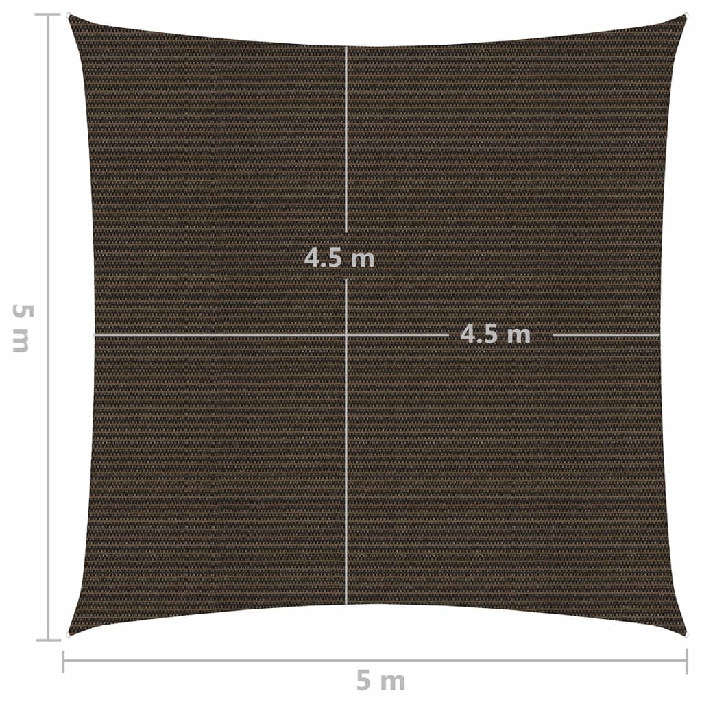 Zonnezeil 160 g/m² 5x5 m HDPE bruin