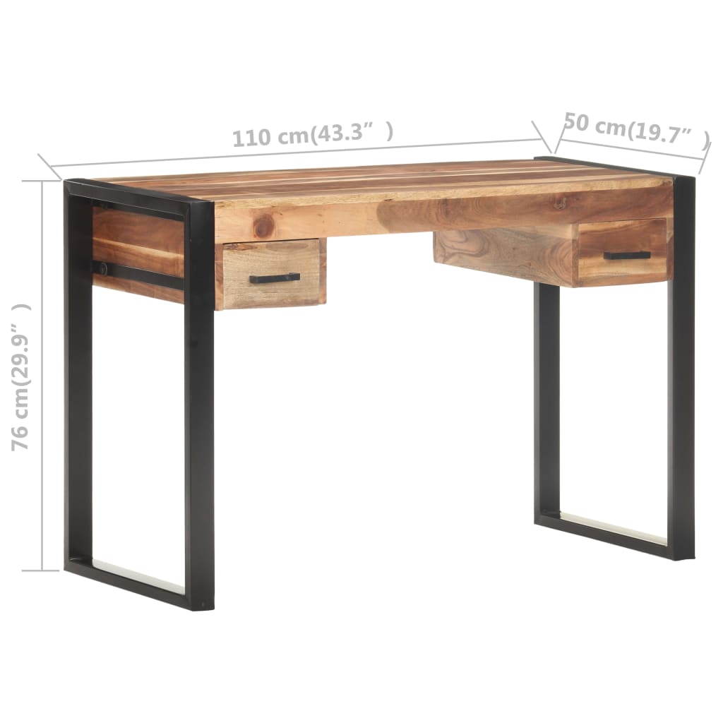 Bureau 110x50x76 cm massief hout