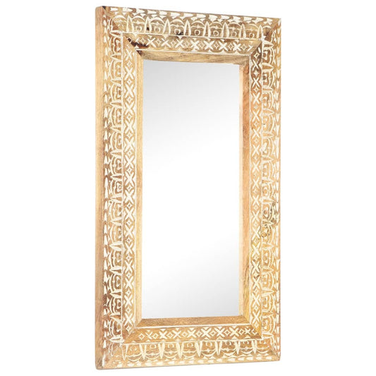 Spiegel handgesneden 80x50x2,6 cm massief mangohout