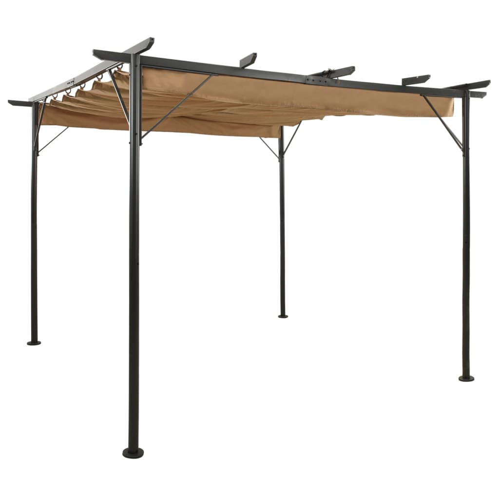 Pergola met uittrekbaar dak 180 g/m² 3x3 m staal taupe