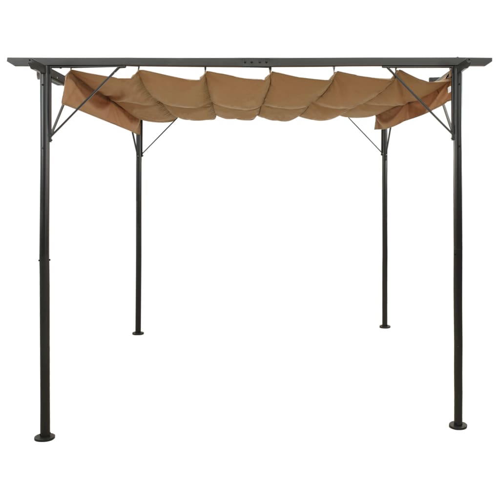 Pergola met uittrekbaar dak 180 g/m² 3x3 m staal taupe