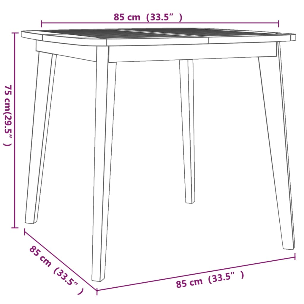 Tuintafel 85x85x75 cm massief acaciahout