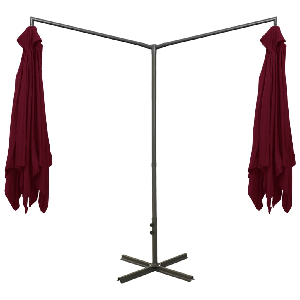 Parasol dubbel met stalen paal 600x300 cm bordeauxrood Parasols en zonneschermen | Creëer jouw Trendy Thuis | Gratis bezorgd & Retour | Trendy.nl