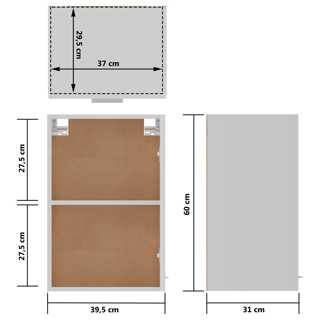 Hangkast 39,5x31x60 cm bewerkt hout wit Keukenkasten | Creëer jouw Trendy Thuis | Gratis bezorgd & Retour | Trendy.nl