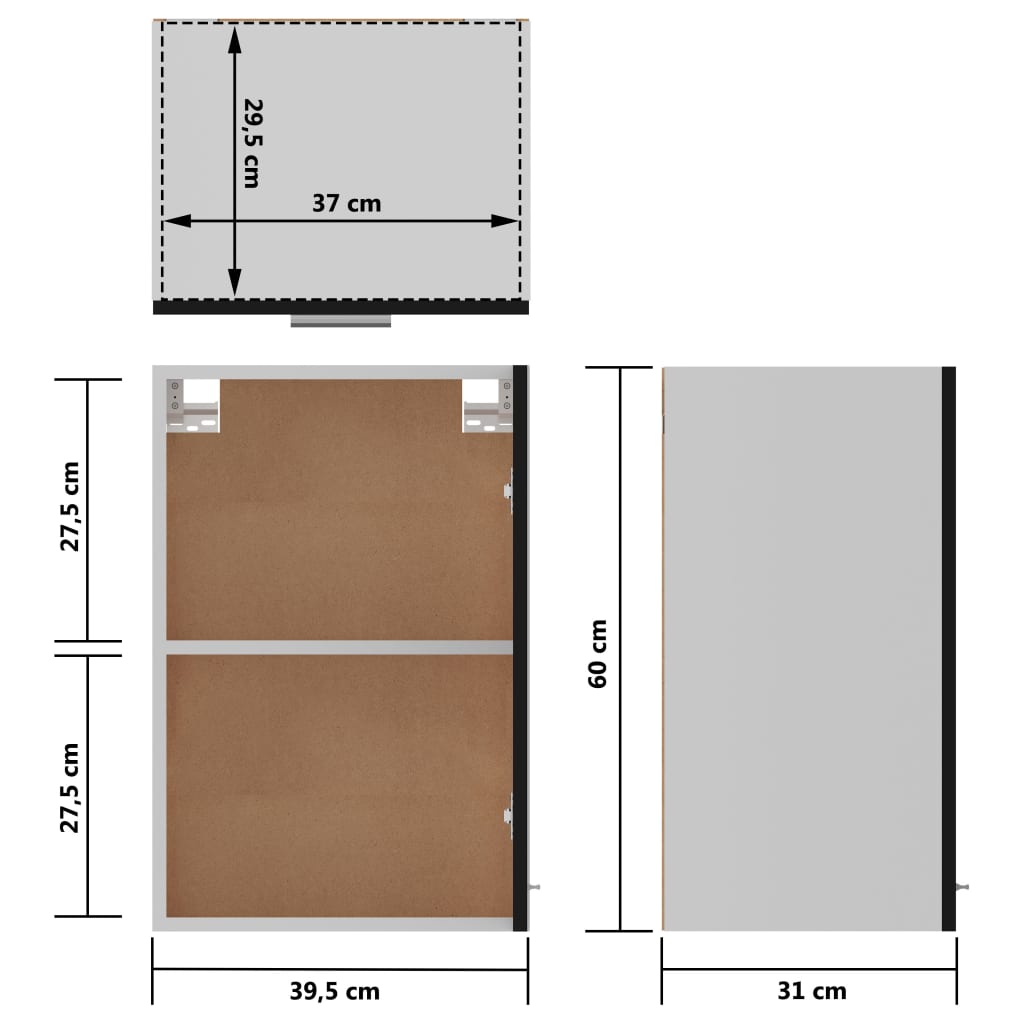 Hangkast 39,5x31x60 cm bewerkt hout zwart Keukenkasten | Creëer jouw Trendy Thuis | Gratis bezorgd & Retour | Trendy.nl