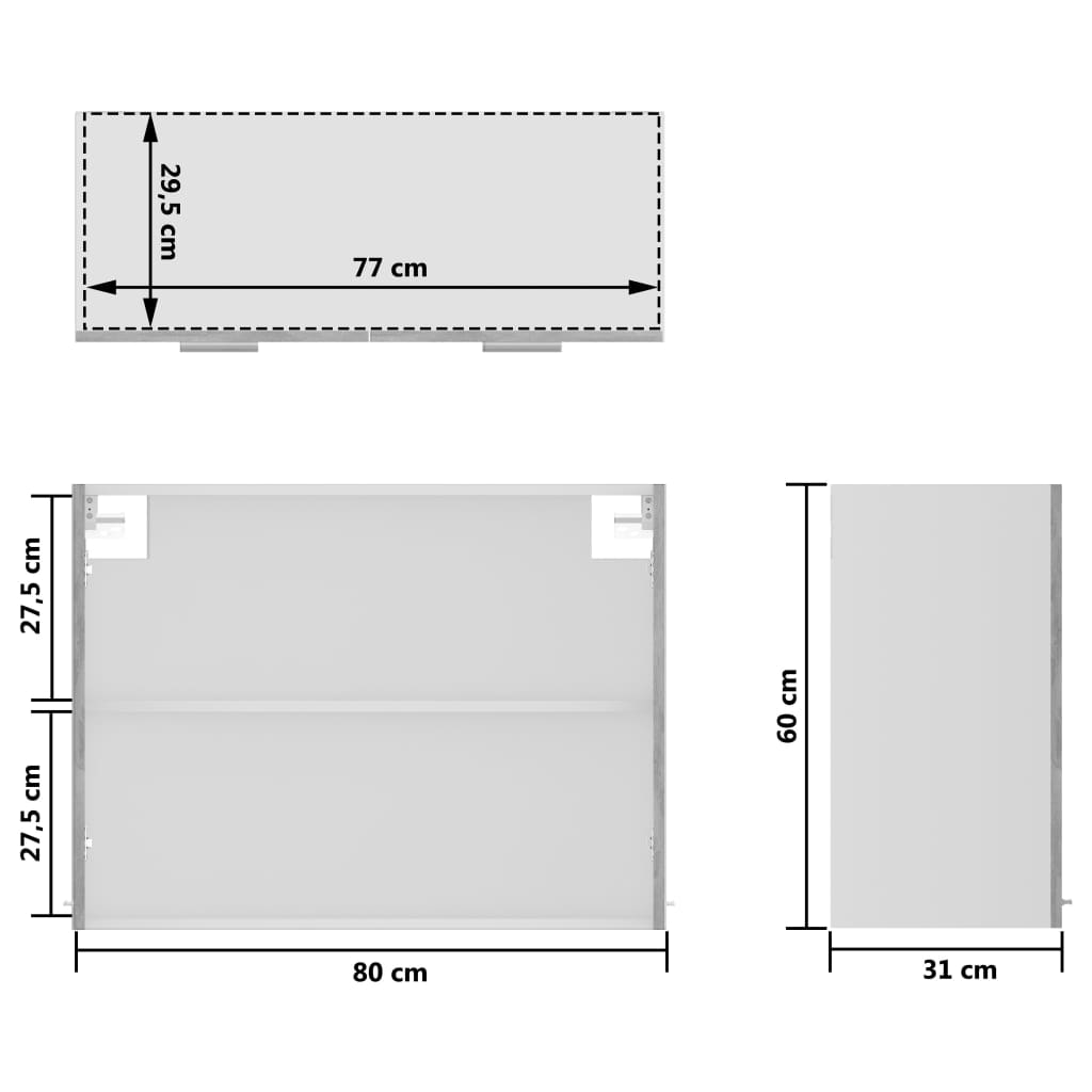 Hangkast 80x31x60 cm bewerkt hout betongrijs Keukenkasten | Creëer jouw Trendy Thuis | Gratis bezorgd & Retour | Trendy.nl