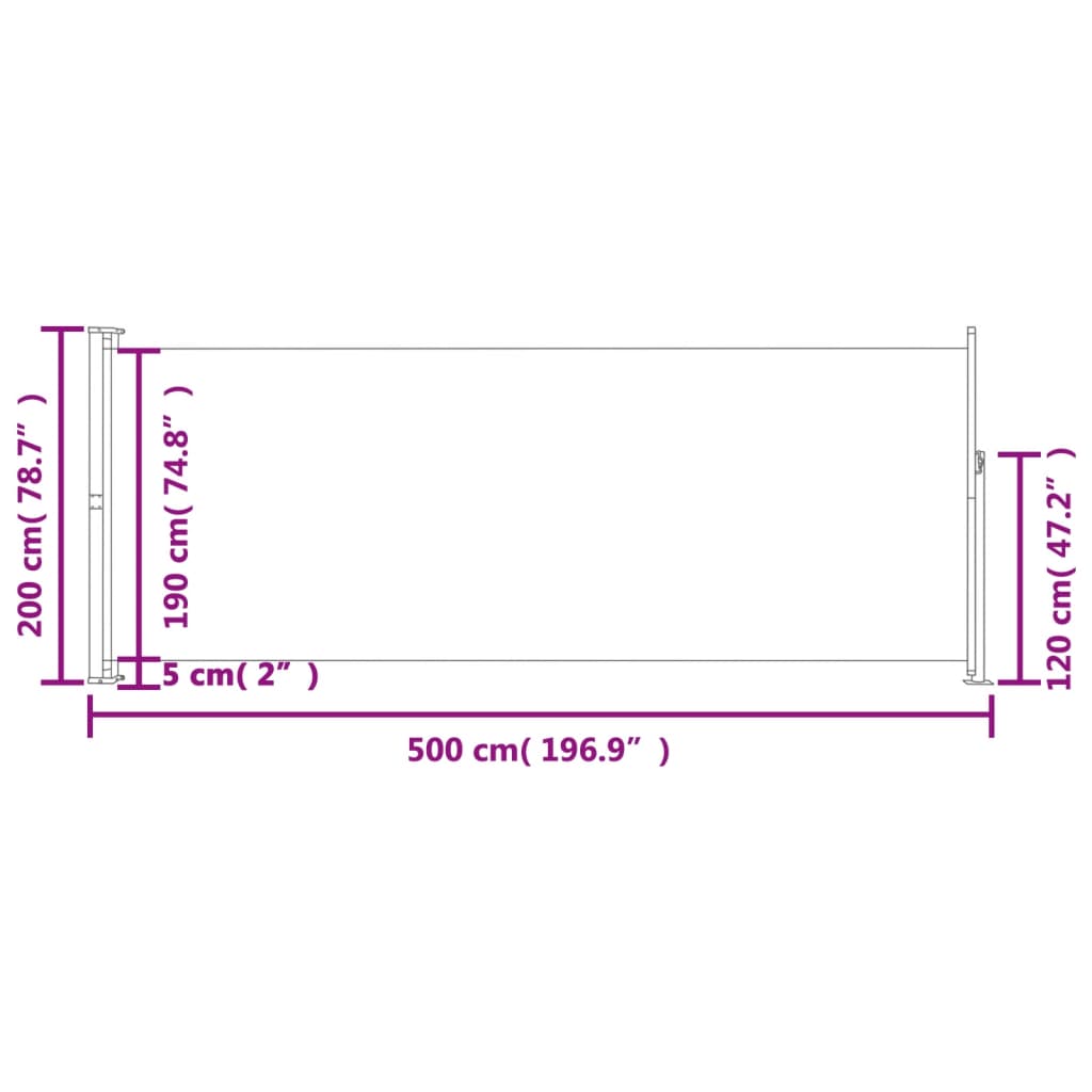 Tuinscherm uittrekbaar 200x500 cm grijs Parasols en zonneschermen | Creëer jouw Trendy Thuis | Gratis bezorgd & Retour | Trendy.nl