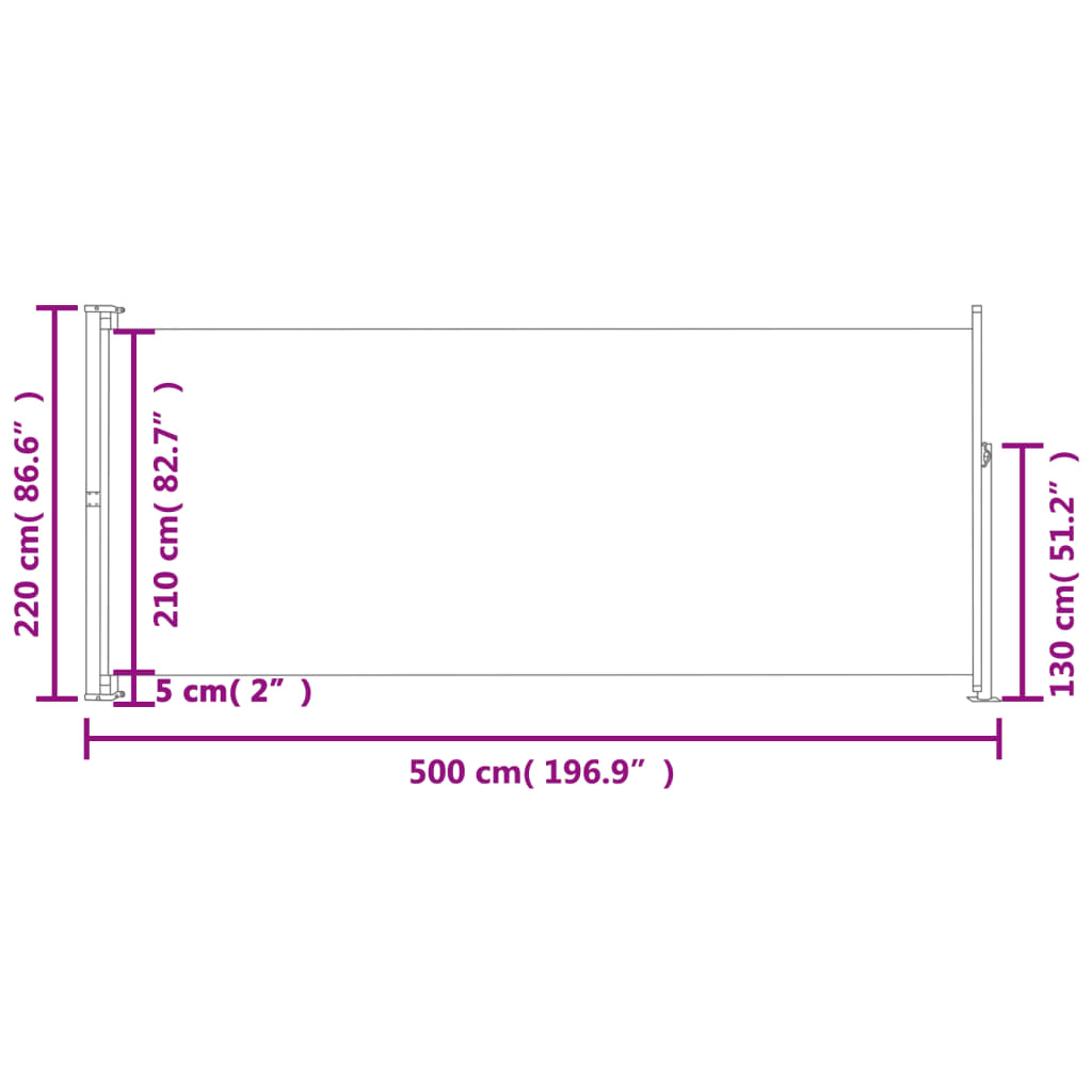 Tuinscherm uittrekbaar 220x500 cm crème Parasols en zonneschermen | Creëer jouw Trendy Thuis | Gratis bezorgd & Retour | Trendy.nl