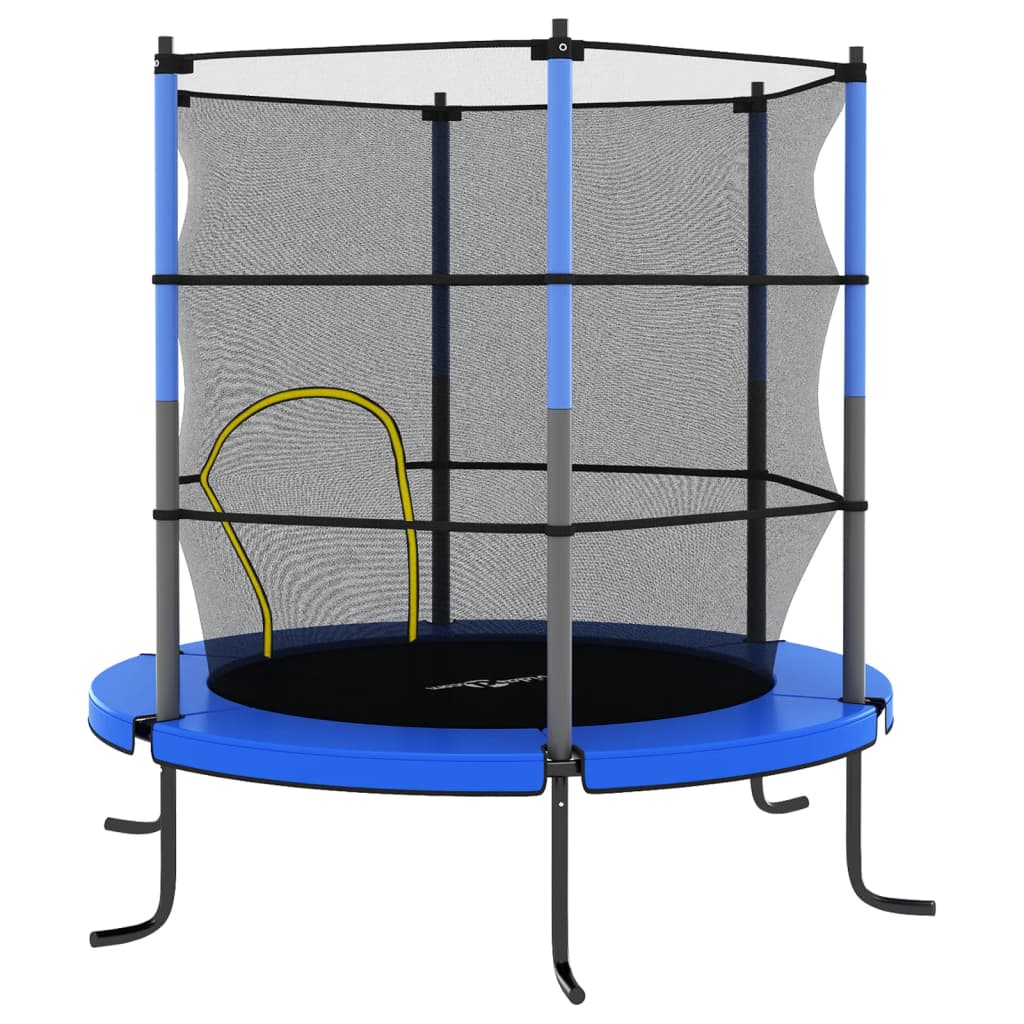 Trampoline met veiligheidsnet rond 140x160 cm blauw Trampolines | Creëer jouw Trendy Thuis | Gratis bezorgd & Retour | Trendy.nl