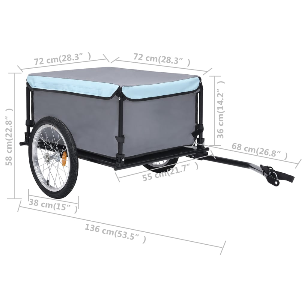 Fietstrailer 65 kg zwart en blauw