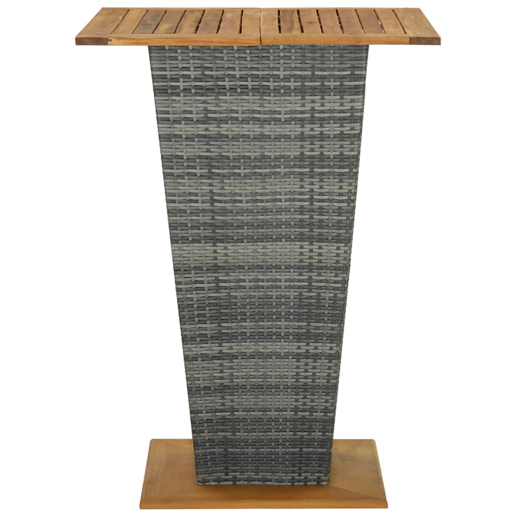 Bartafel 80x80x110 cm poly rattan en massief acaciahout grijs Tuintafels | Creëer jouw Trendy Thuis | Gratis bezorgd & Retour | Trendy.nl