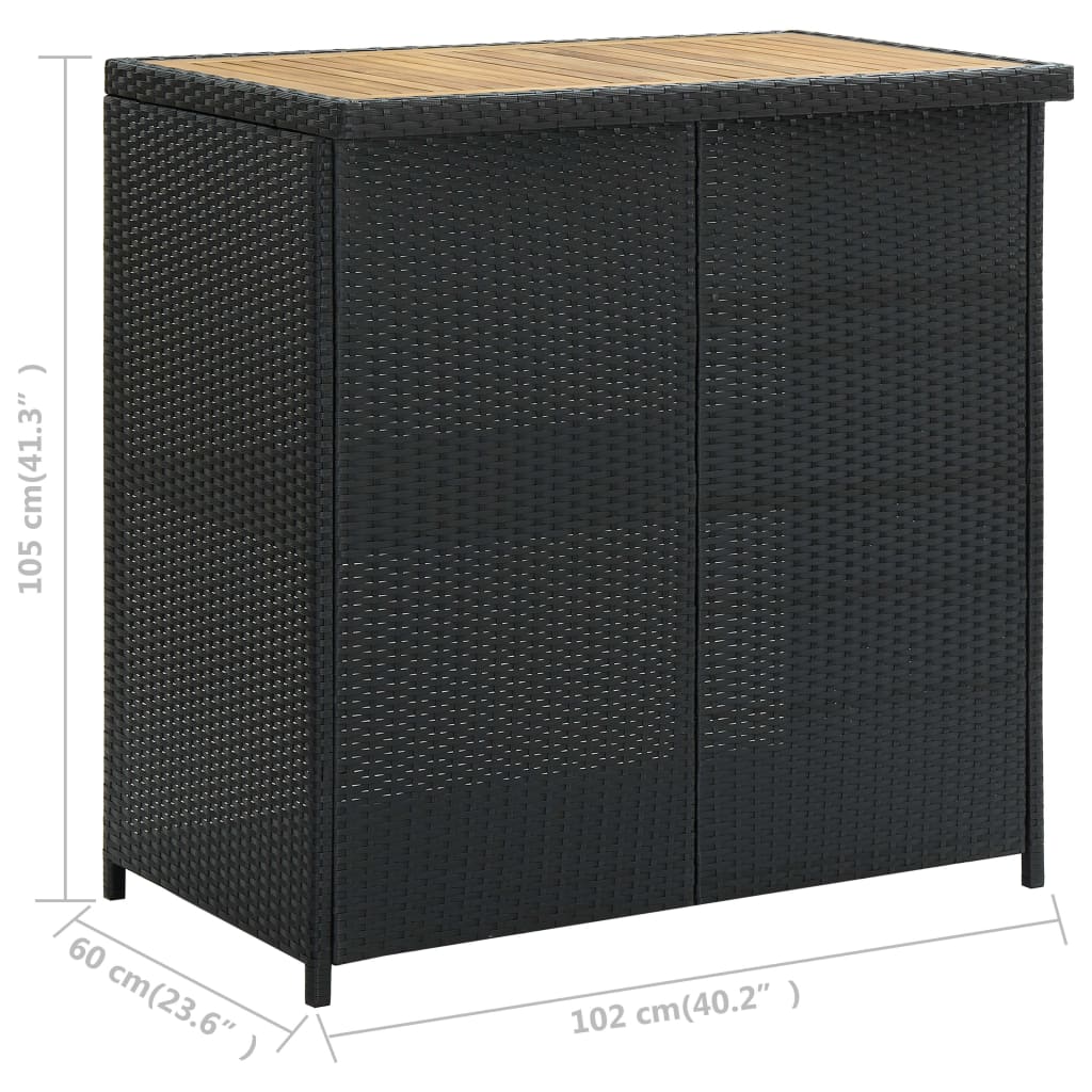 3-delige Barset poly rattan zwart