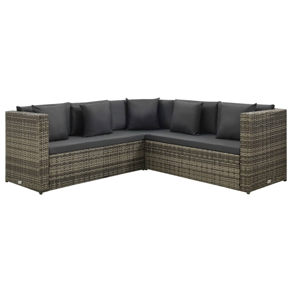 4-delige Loungeset met kussens poly rattan grijs Tuinsets | Creëer jouw Trendy Thuis | Gratis bezorgd & Retour | Trendy.nl