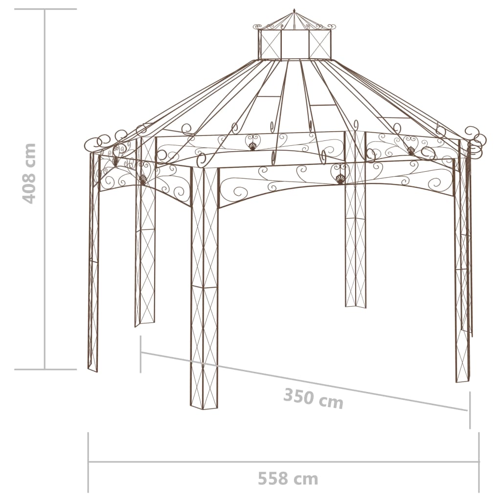 Tuinpaviljoen 558x350x408 cm ijzer antiekbruin Partytenten & prieëlen | Creëer jouw Trendy Thuis | Gratis bezorgd & Retour | Trendy.nl