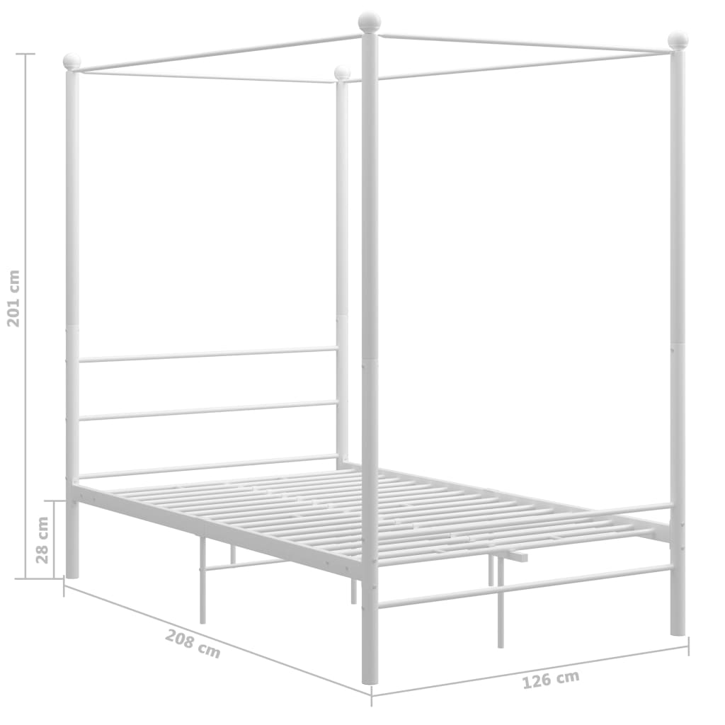 Hemelbedframe metaal wit 120x200 cm