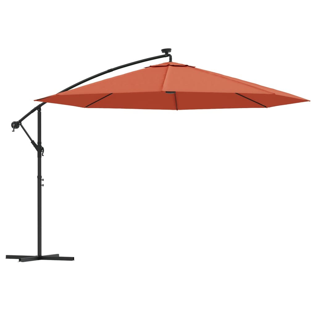 Zweefparasol met LED-verlichting 350 cm terracottakleurig Parasols en zonneschermen | Creëer jouw Trendy Thuis | Gratis bezorgd & Retour | Trendy.nl