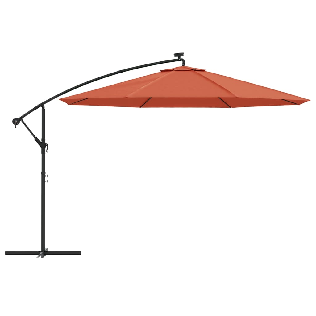 Zweefparasol met LED-verlichting 350 cm terracottakleurig Parasols en zonneschermen | Creëer jouw Trendy Thuis | Gratis bezorgd & Retour | Trendy.nl