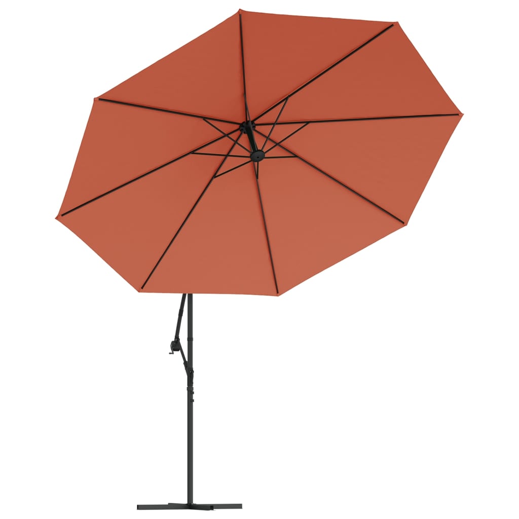 Zweefparasol met LED-verlichting 350 cm terracottakleurig Parasols en zonneschermen | Creëer jouw Trendy Thuis | Gratis bezorgd & Retour | Trendy.nl