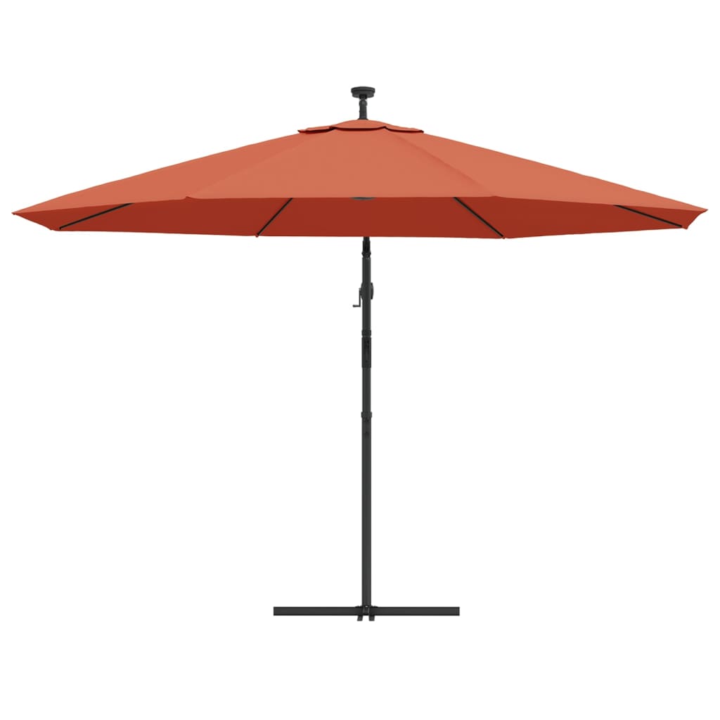 Zweefparasol met LED-verlichting 350 cm terracottakleurig Parasols en zonneschermen | Creëer jouw Trendy Thuis | Gratis bezorgd & Retour | Trendy.nl