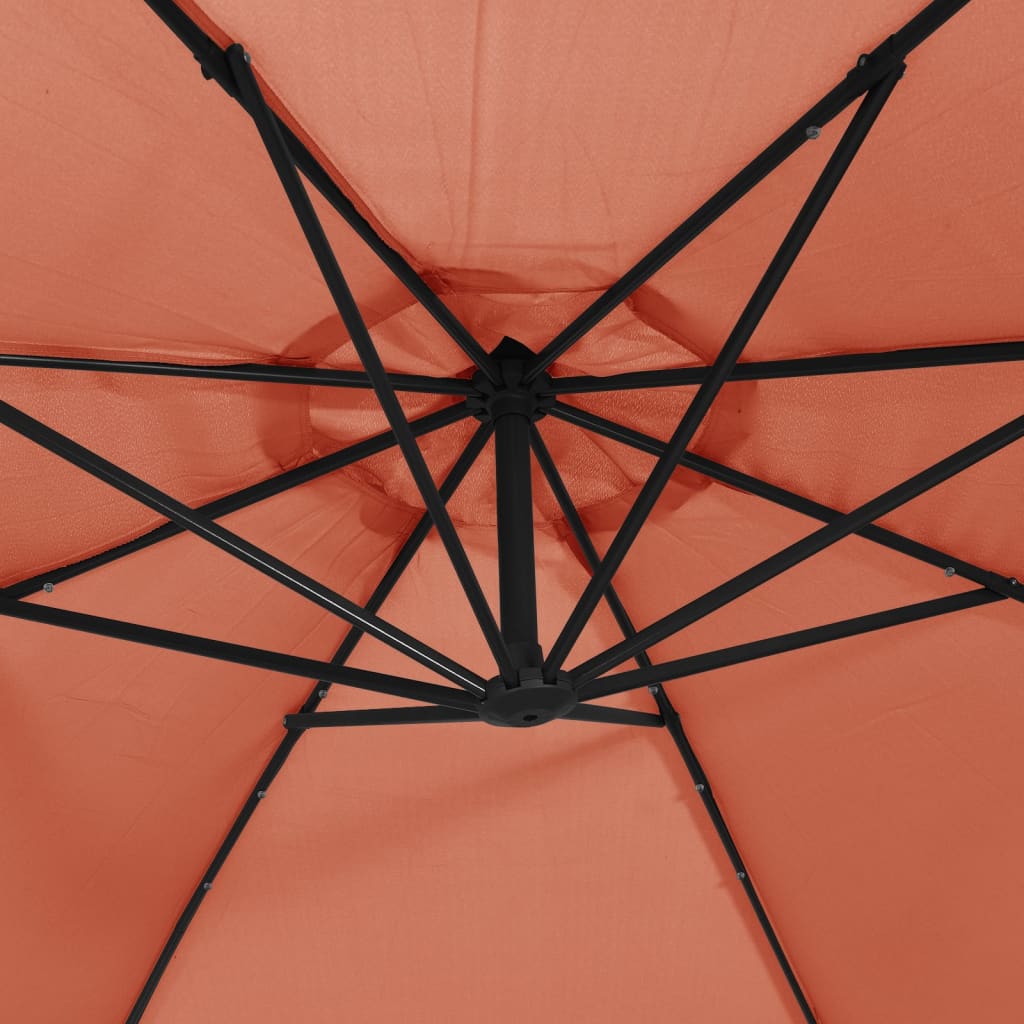 Zweefparasol met LED-verlichting 350 cm terracottakleurig Parasols en zonneschermen | Creëer jouw Trendy Thuis | Gratis bezorgd & Retour | Trendy.nl