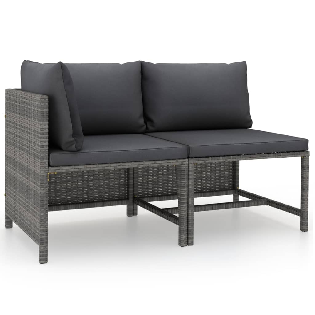 2-delige Loungeset met kussens poly rattan grijs Modulaire tuinbanken | Creëer jouw Trendy Thuis | Gratis bezorgd & Retour | Trendy.nl