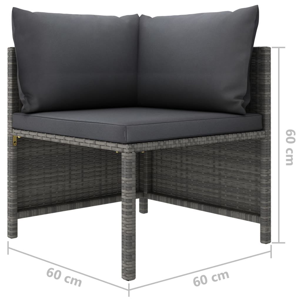 2-delige Loungeset met kussens poly rattan grijs Modulaire tuinbanken | Creëer jouw Trendy Thuis | Gratis bezorgd & Retour | Trendy.nl