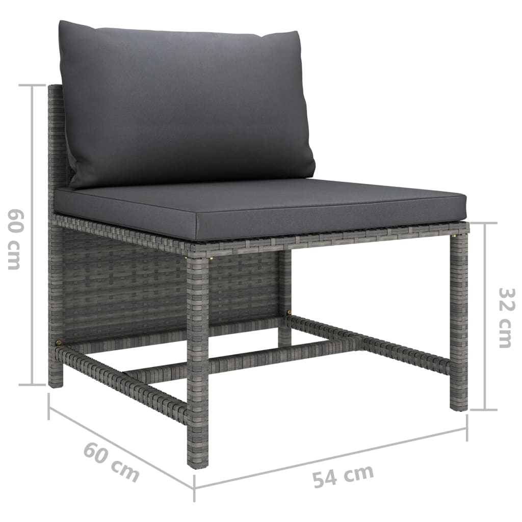 2-delige Loungeset met kussens poly rattan grijs Modulaire tuinbanken | Creëer jouw Trendy Thuis | Gratis bezorgd & Retour | Trendy.nl