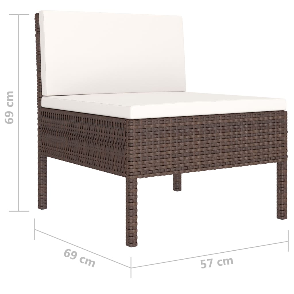 10-delige Loungeset met kussens poly rattan bruin Tuinsets | Creëer jouw Trendy Thuis | Gratis bezorgd & Retour | Trendy.nl