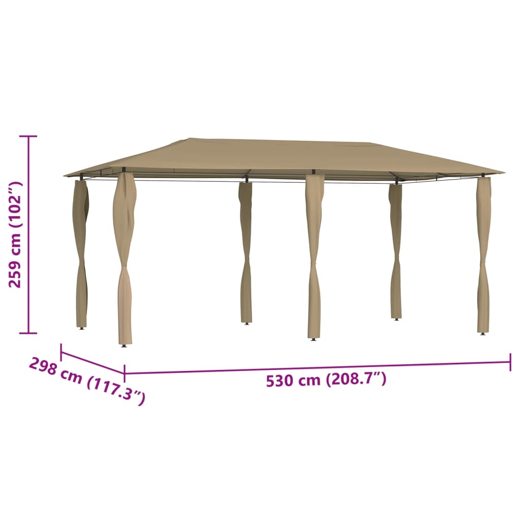 Prieel met paalhoezen 160 g/m² 2,98x5,3x2,59 m taupe Partytenten & prieëlen | Creëer jouw Trendy Thuis | Gratis bezorgd & Retour | Trendy.nl