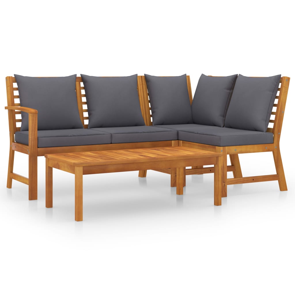 4-delige Loungeset met kussens massief acaciahout Tuinsets | Creëer jouw Trendy Thuis | Gratis bezorgd & Retour | Trendy.nl