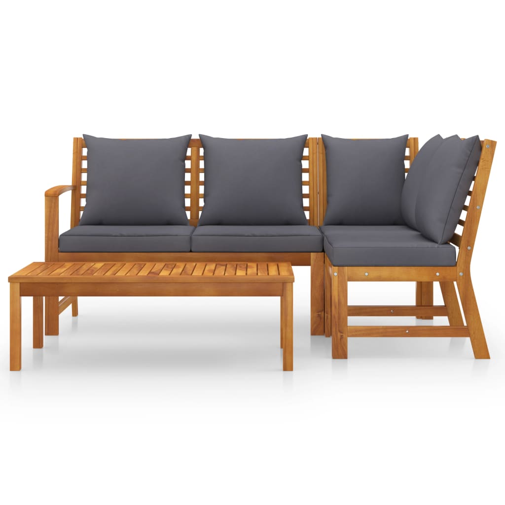 4-delige Loungeset met kussens massief acaciahout Tuinsets | Creëer jouw Trendy Thuis | Gratis bezorgd & Retour | Trendy.nl