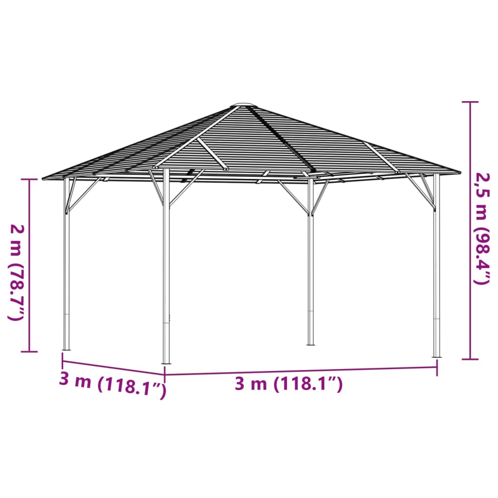 Prieel met dak 3x3 m antracietkleurig Partytenten & prieëlen | Creëer jouw Trendy Thuis | Gratis bezorgd & Retour | Trendy.nl