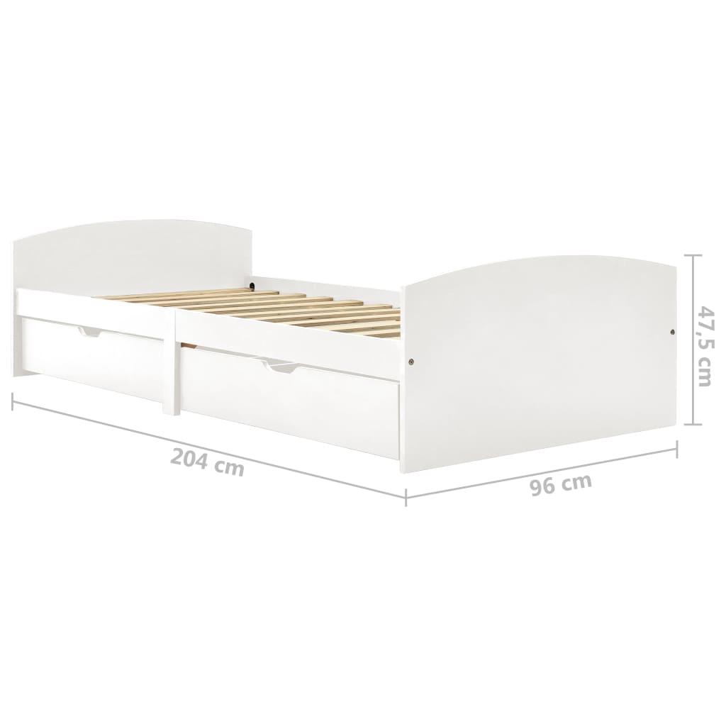 Bedframe met 2 lades massief grenenhout wit 90x200 cm Bedden & bedframes | Creëer jouw Trendy Thuis | Gratis bezorgd & Retour | Trendy.nl