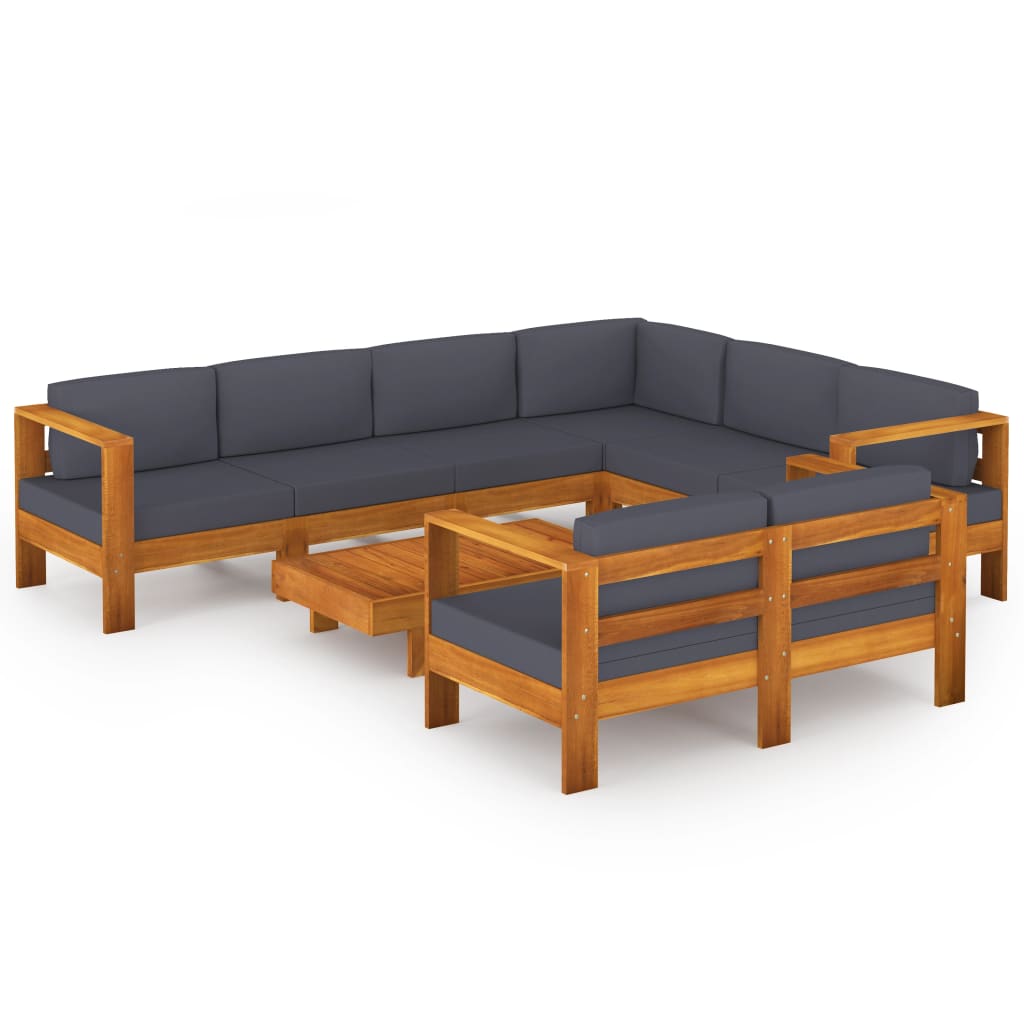 8-delige Loungeset met donkergrijze kussens acaciahout Tuinsets | Creëer jouw Trendy Thuis | Gratis bezorgd & Retour | Trendy.nl